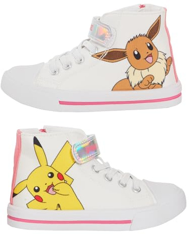 Baskets montantes Pokémon en toile avec fermeture éclair pour enfants Pikachu Evoli Chaussures de sport escarpins Pilmsolls