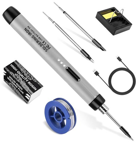 Wireless Soldering Iron Set - Daakro Rechargeable Portable Soldering Iron for Welding Repair (Grey)