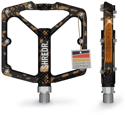 SHREDR. Shine Pedale für MTB | Hochwertige Flatpedals fürs Mountainbike | Mit Reflektoren (StVZO konform) | Special Edition - Unikat