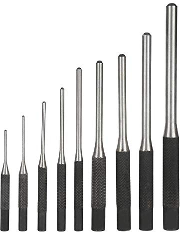 YUMILI 9Pcs Roll Pin Punch Set, Steel Hand Pin Remover Tool Center Punch Tool Kit Steel Pin Punch Set with Storage Pouch for Automotive, Watches Repair, Jewelry