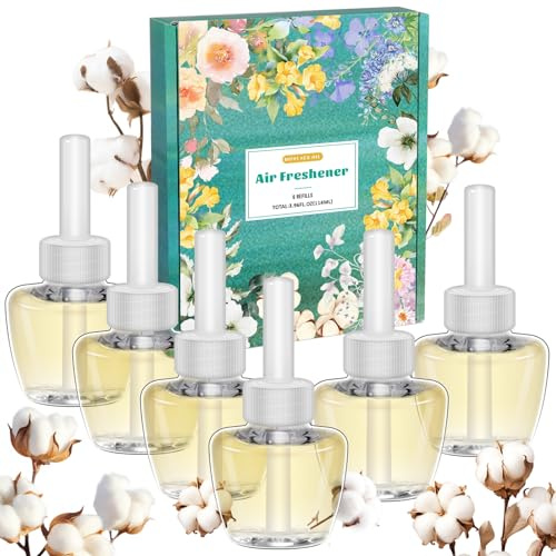 Scent-Hi Duftölflakon Set, 6x19ML Elektrischer Lufterfrischer | Baumwolle Nachfüller für Duftstecker, Räume, Bäder, Schauraum Kompatibel mit Air-Wick/Glade