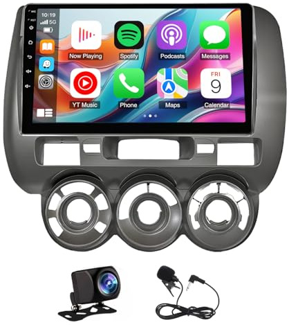 Car Stereo Radio fit for Jazz GD 2002-2008,9inch fit for Android 13 Touchscreen with Split Screen,Built-in WIFI & Bluetooth,Steering Wheel Control,AV-Out,Rearview & Tire Pressure Monitoring Support