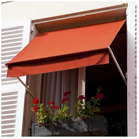 PFCDZDU Droop Arm Manual Retractable Awnings With Crank Handle, Windows Doors Sun Shade Canopy, UV Protection Shelter For Patio Balcony Outdoor(110x120x120cm)
