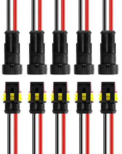 Leucasa 5 Pares 2 Pines Conectores Electricos Rapidos Conector Electrico Impermeable Empalmes Cables Electricos para Barcos, Motos, Scooters, Coches, Camiones y Otras Conexiones de Cables