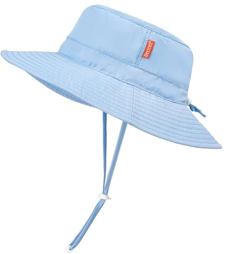 HECCEI Baby Sonnenhut UPF 50+ mit klappbarer Krempe & verstellbarem Kinnband – Schnelltrocknender Sonnenschutz-Hut für Jungen und Mädchen