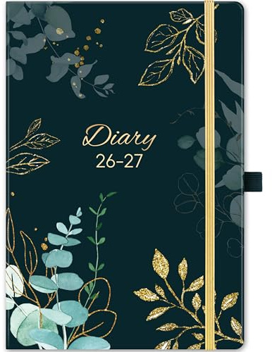 Academic Diary 2026-2027 - Diary 2026 2027 from August 26 to July 27 | 2026 2027 DIARY A5 Week to View With Back Pocket, Pen Loop, 21.5 * 15.5cm, Green