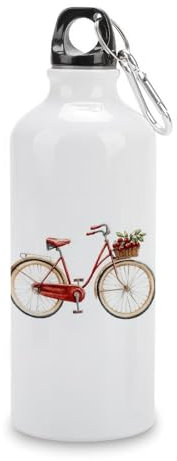 Jubonexis Vintage Cherry Bicycle Watercolor Travel Aluminum Water Bottle, Sport Bottle with Twist Cap Buckle for Men Women Camping Hiking 600ml