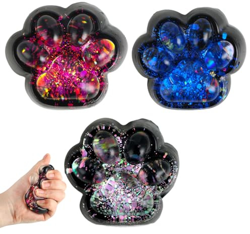 3 Squishies Pattes de Chat – Balles Anti-Stress, Texture Douce Améliorée, Jouet à Presser, pour Adolescents (14+) & Adultes, 3 pièces