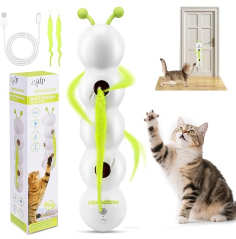 Strixorn Wusel Wurm Katzenspielzeug mit Saugnapf, Drahtlos Smart Motion Wuselwurm Interaktiver Katzenspielzeug, Wand & Fenster Montiert Katzen Spielzeug für Gelangweilte Wohnungskatzen