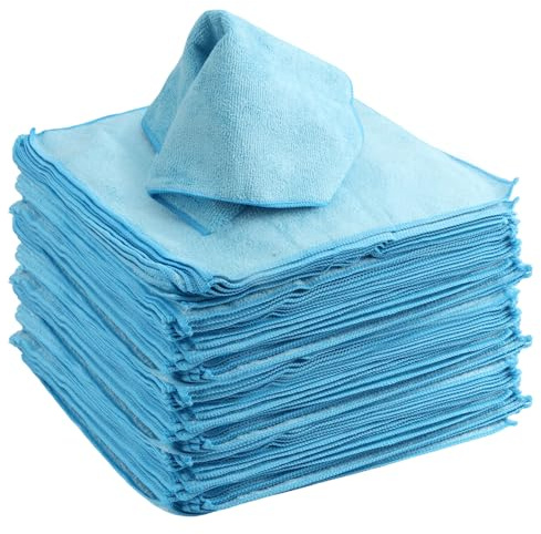 YIXNSW 50 Stück Mikrofasertücher Reinigungstücher, 30 x 30cm Blau Putzlappen, Microfaser Putztuch für Haushalt, Auto, Küche