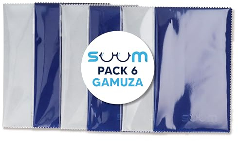 SUUM co. Paños de Microfibra para Limpieza Pack de 6, 15 x 18 cm - Paño Limpiador para Gafas, Pantallas, Móviles y Electrónica - Microfibra Coreana Azul y Gris Antihuellas Reutilizable