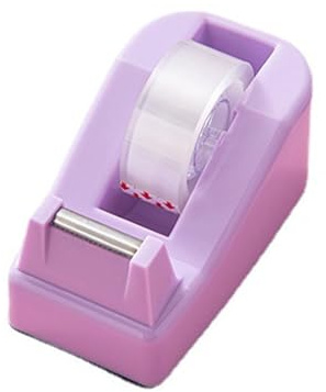 Lila tejpdispenser 18 mm bred, med tejp påfyllningsbar söt liten skrivbordsdispenser med halkfri bas för hemmakontor