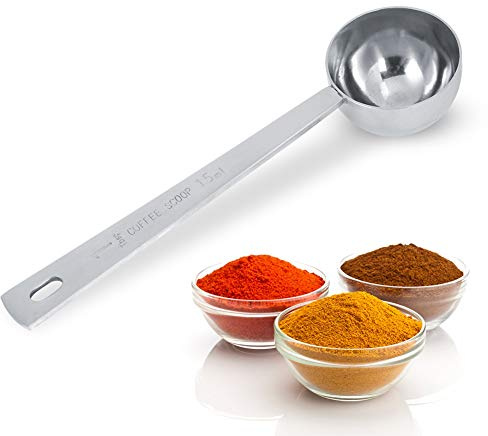 Fafeims Cucchiaio Dosatore Multifunzione in Acciaio Inossidabile per, Misurino Dosatore per Latte in Polvere Ecologico da 1,7 Once, 6,4x1,7 Pollici, Argento (15ml)