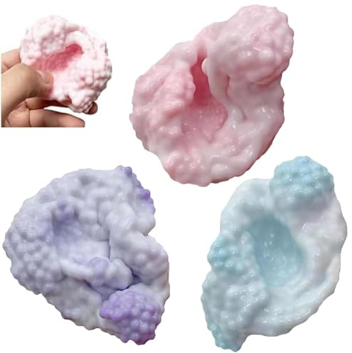 3 Pcs Stress Balls for Adults,Soft Squishy Stress Balls Fidgets | Handmade Sugar Ball Fidget,for Stress Relief,Office,Home,Christmas Stocking Fillers Gifts (Blue,Pink,Purple)