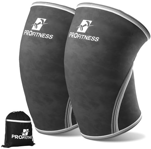 ProFitness - Rodillera de sujeción y compresión para levantamiento de potencia, Medium, Gris