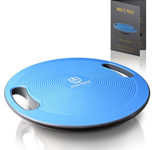 High Pulse Balance Board inkl. Übungsposter – Innovatives Wackelbrett mit Griffen für das Training von Gleichgewicht, Koordination und Kraft – auch für Physiotherapie & Reha geeignet (Ø 40 cm | Blau)