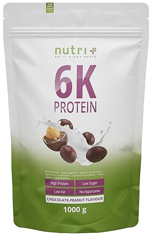 Nutri + Eiweißpulver Schokolade Erdnuss 1 kg - Proteinpulver ohne Milch, Laktose, Zucker & Whey - Chocolate Peanut Protein - Eiweiß Pulver Schoko