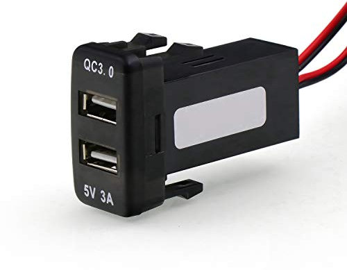 QC3.0+5V 3A Dual USB Power Socket, Quick Charge Car Charger USB Adapter for Smart Phone PDA Android GPS Use for Toyota VIGO