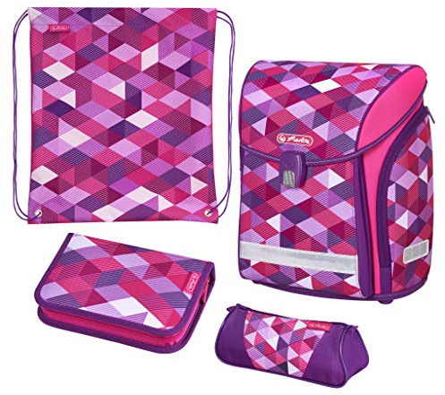 herlitz 50022083 Schulranzen Midi Plus Pink Cubes, 1 Stück