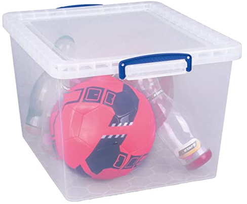 Really Useful Box Nestable Plastic Storage 33.5 Litre Clear (Pack of 3)