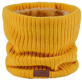 NovForth Winter Neck Warmer Fleece Lined Infinity Scarf Double-Layer Fleece Thicken Windproof and Dust Skiing Circle Lining Knit Infin for Mens Womens (Yellow)