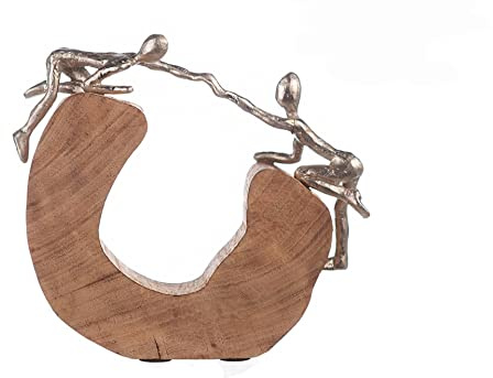 Casablanca - Escultura Decorativa - Soporte - Madera de Mango/Aluminio - Hecho a Mano - Altura 24 cm