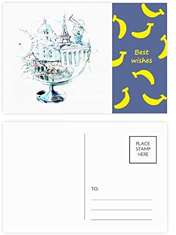 Globe London Eye Eiffelturm Aquarell Banana Postkarten-Set Dankeskarten, 20 Stück