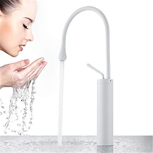 Wasserhahn Bad Wasserfall Waschbecken Wasserhahn Hohe Körper Schwanenhals Weiß Waschtischarmatur Badarmatur Messing Mischbatterie Waschbecken Einhebelmischer für Badezimmer