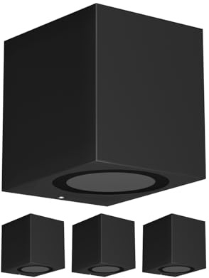 ledscom.de 4 pcs. wall Light ALSE for Outdoors, IP54, Downlight, Black matt, Angular, 1x GU10 max. 35W