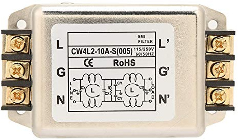 Nikou Netzfilter, 115V/250V 10A 50/60Hz Einpoliger/Zweipoliger Einphasiger EMI-Filteranschluss für die Meisten Digitalen Geräte