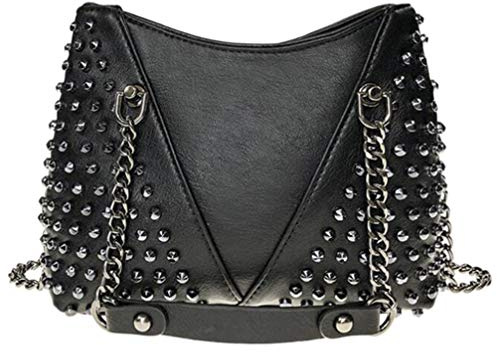 Lurrose Rivet Chain Bag PU Shoulder Bag Simple Messenger Bag Fashion Crossbody Bag Punk Rock Rivet Bag for Women Girls
