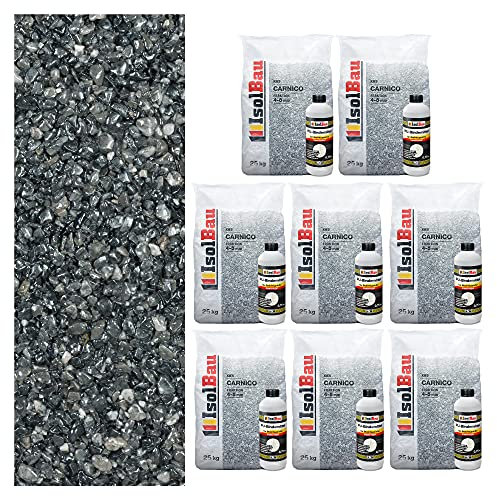 Isolbau Steinteppich SET Marmorkies 200kg + Bindemittel bis 20m² Carnico 4/8mm Epoxidharz, Terassenboden, Natursteinboden Marmorkies Bodenbelag, Steinboden Bodenbeschichtung, Marmorstein, Innen Außen
