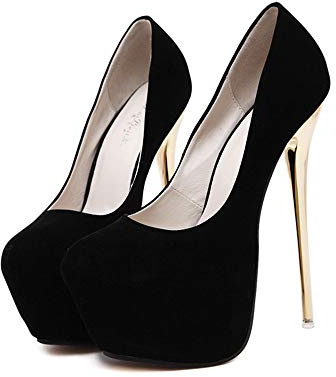Zapatos de tacón Alto para Mujer, 5 cm, Plataforma, tacón de 16 cm, Sandalias de tacón para Bodas, Fiestas, Zapatos (45 UE, Negro)