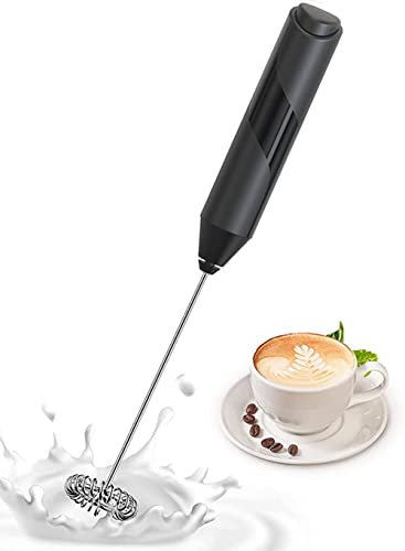 Milchaufschäumer Elektrisch, Aluminiumlegierung Mini Handheld Manuelle Milchschäumer Stab, Hochleistungsmotor mit 14000 U/MIN, Batteriebetriebene Milk Frother für Kaffee/Latte/Cappuccino/Sahne