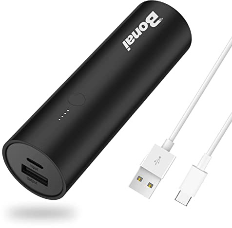 BONAI USB C Portable Charger 5000mah Power Bank Small Battery Pack Phone Charger for Samsung Galaxy Motorola Nokia Huawei Oppo Google Pixel Mobile Phone, Black (USB to C Charging Cable Included)