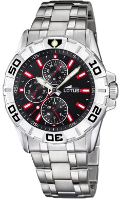 LOTUS Montre Homme Analogique Acier INOX 316L Argent - Quartz - Verre Minéral Résistant - Étanche 10 ATM - Multifonction 18831/7 Special Prices