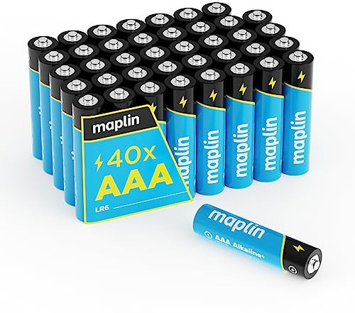Maplin 40x AAA LR03 1.5V Alkaline Batteries (Triple A) 10 Year Shelf Life High Performance