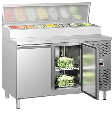 GGM Gastro | ZBG157ND#07 | Zubereitungstisch ECO - 1360mm - 2 Türen - für 7x GN 1/3