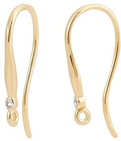 Beebeecraft 1 Box 20 Stück 18K Vergoldete Ohrringhaken Zirkonia Ohrhaken Französische Ohrringzubehör Mit Schlaufe Für DIY Frauen Ohrring Schmuckherstellung