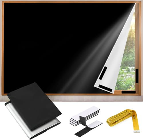 IULONEE Tragbare Reise Verdunkelung 300x145cm Temporäre Verdunklungsstoff Ohne Bohren Verdunkelungsfolie Dachfenster Fenster Verdunkelung Verdunkelungsrollo Für Schlafzimmer Kinderzimmer Loft