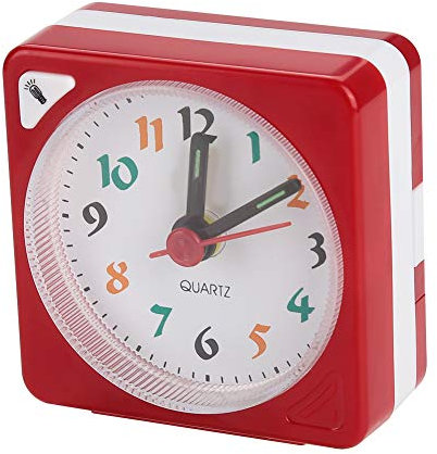 Greensen Quarz-Reisewecker, 2,17 Zoll, Ultrakleine Mini-Uhr mit Schlummerlicht, Geräuschlos, Nicht Tickend, Batteriebetriebene Uhr (Rot)