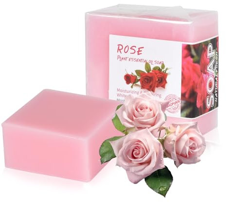2 Pièces Savon à la Rose Bio, Savon Artisanal Bio, Savon Naturel Solide 100g, Barre de Savon pour Peau, Cheveux, Corps, Visage, Savonnette à la Rose pour Bain, Douche, Lavage