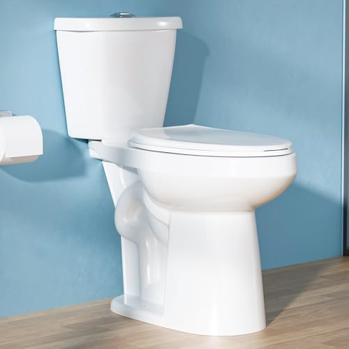 HOMLYLINK Inodoro alargado extra alto de 22 pulgadas para personas mayores 1.1/1.6 GPF, color blanco | Inodoro alto de dos piezas de doble descarga para baño, cuenco cómodo de 21 pulgadas, 12 pulgadas de altura áspera