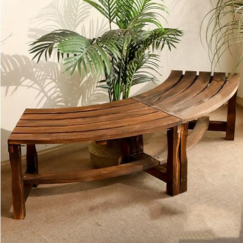 Halbrunder Runder Outdoor-Baumbank, Umlaufende Parkbank, Gartenbank Parkbank Outdoor-Bank, Rückenlose Industrielle Holz- Und Eisenbank, Für Pool, Strand, Rasenflächen, Balkone Und Hinterhöfe ( Color :