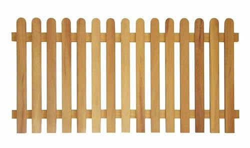 Picket Garden Fence Panel, Natural Wood Fence, Picket Pressure Treated Fence, Rounded Hand Built (5 (L) X 3 (H) Feet, 4)