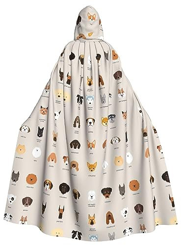 Bxzpzplj Faschings-Umhang für Hunderassen, voller Länge, mit Kapuze, Unisex, Cosplay-Kostüm, Umhang für Erwachsene, 185 cm