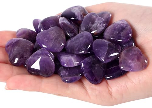 GUJOXILA 20pcs Amethyst Herz Aus Stein Heilung Kristall Set Herz Amethyst