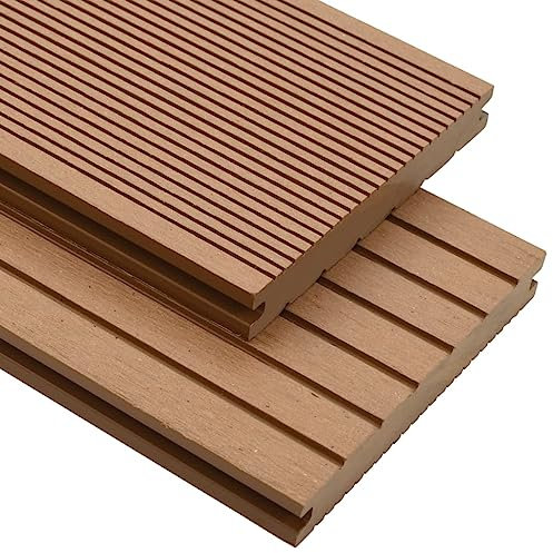 Homgoday WPC 10m² 2,2m Terrassendielen mit Zubehör, stabile Terrassenbretter, Teakholz, Terrassendielen, Terrassendielen, Balkon, Beton, Fliesen für Whirlpool, einfache Installation, niedrig
