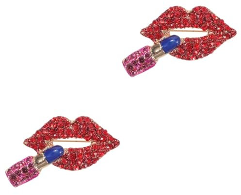 GALPADA 2stücke Lippenstift Brosche Mit Strass Für Damen Elegante Anstecknadel Für Bekleidung Schal Pullover Und Accessoires Für Hochzeiten Partys Und Besondere Anlässe