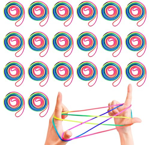 FUIPVGI 20 Stück Fadenspiel Seile Fingertwist Fadenspiel Finger Twist Fadenspiel Kinder Fadenspiel Fingerspiele Kinder 160 cm lang ideal als kleines Geschenk, Mitgebsel und für den Schulhof (Farbe)